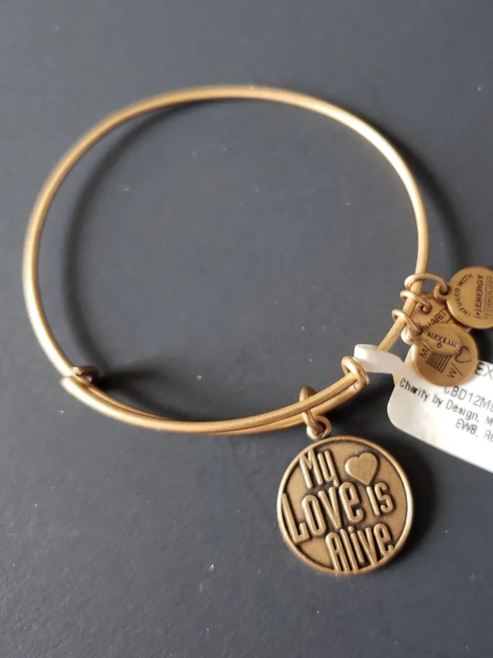 NWT Alex and Ani My Love is Alive Bangle Gold 747
